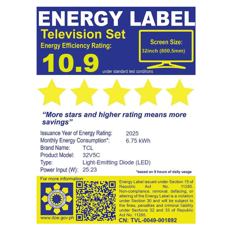 LED-32V5C TCL 32`` GOOGLE QLED TV
