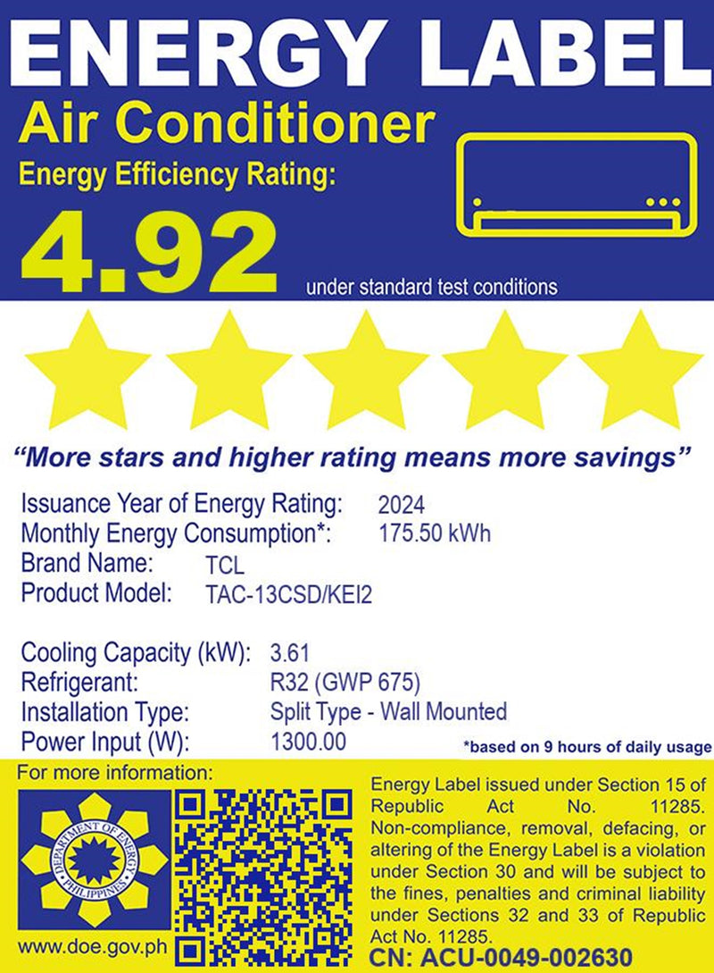 TAC-13CSD/KEI2 TCL 1.5HP AI SPLIT INV AC FULL DC