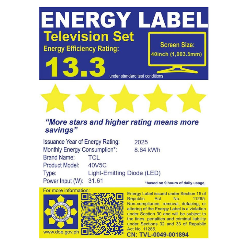 LED-40V5C TCL 40`` GOOGLE QLED TV