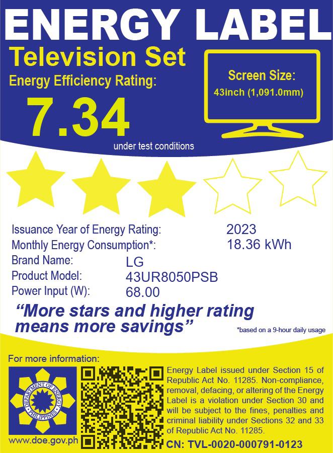 43UR8050PSB LG 43" REAL 4K ACTIVE HDR THINQ AI TV