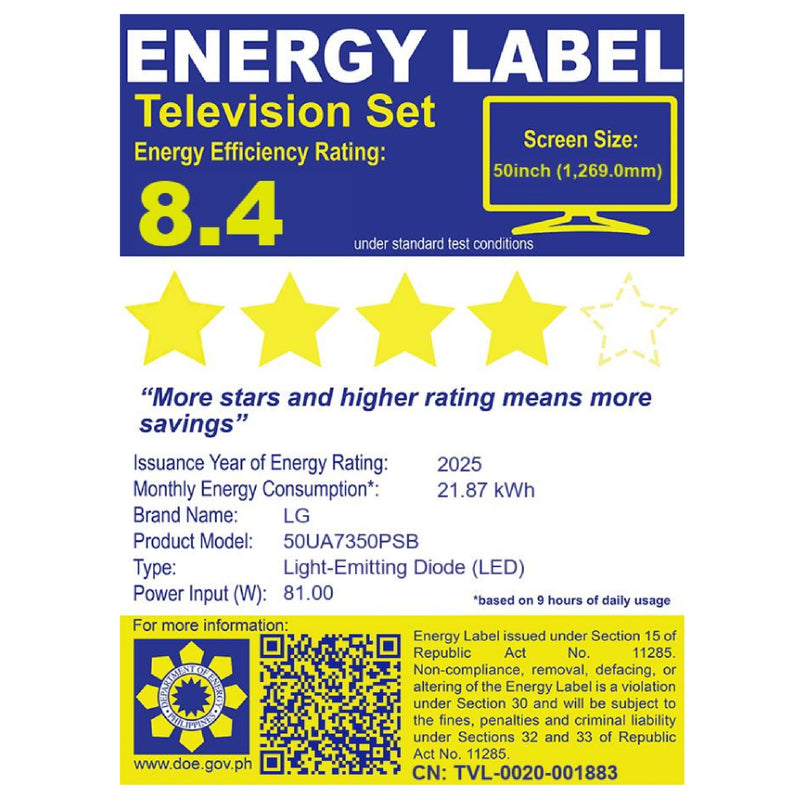 50UA7350PSB LG 50`` 4K UHD THINQ AI TV