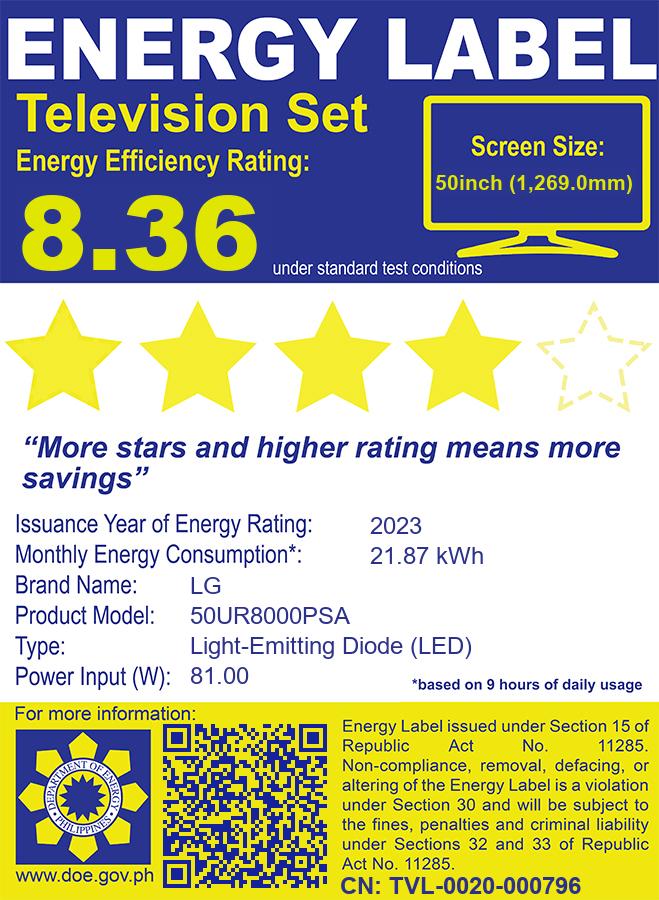 50UR8000PSA LG 50" REAL 4K CINEMA HDR THINQ AI TV