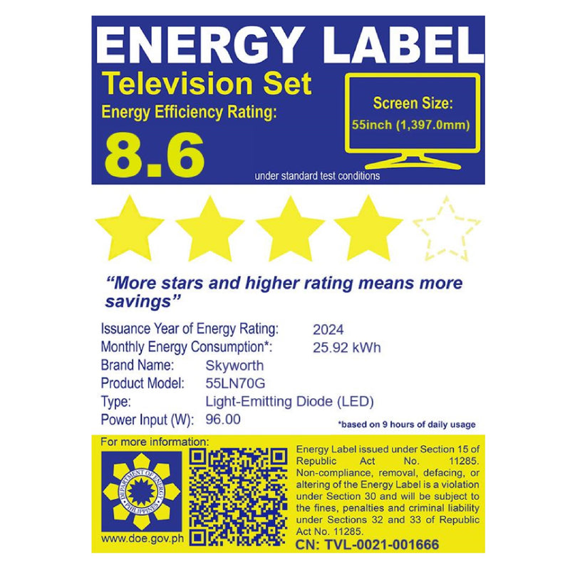 LED-55LN70G SKYWORTH 55`` WALL PAPER GOOGLE 4K TV