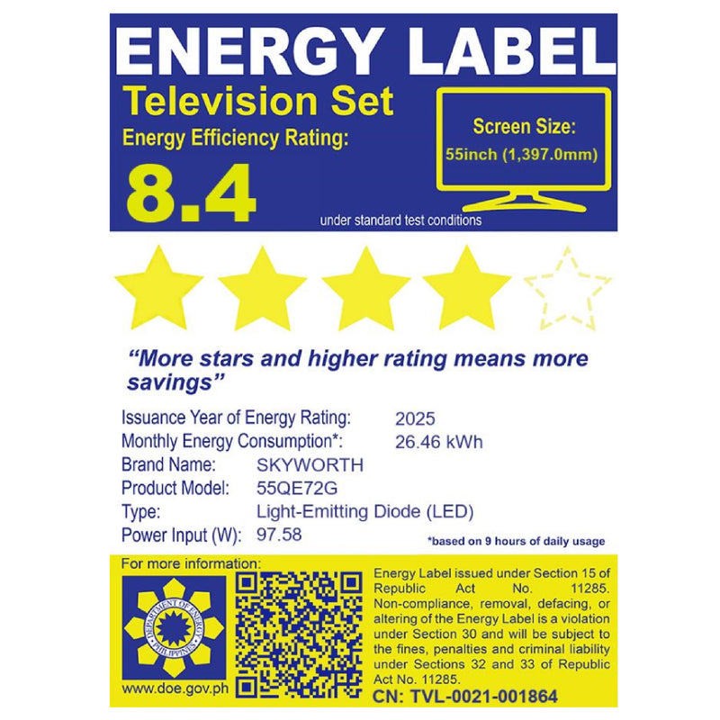 LED-55QE72G SKYWORTH 55`` QLED 120HZ 4K GOOGLE TV