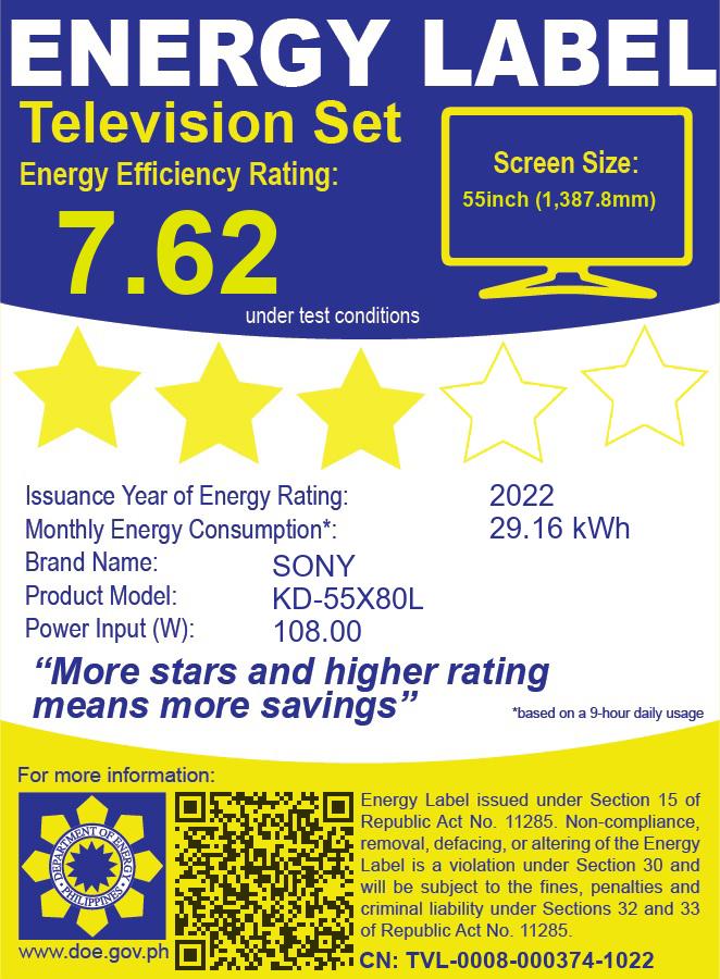 KD-55X80L SONY 55" 4K HDR LED GOOGLE TV