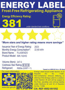 INR-103HS 8.7CUFT FUJIDENZO NO FROST HD INV REF