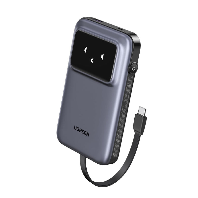 PB511 10000MAH PB W/BUILT IN USB CABLE 30W GRAY