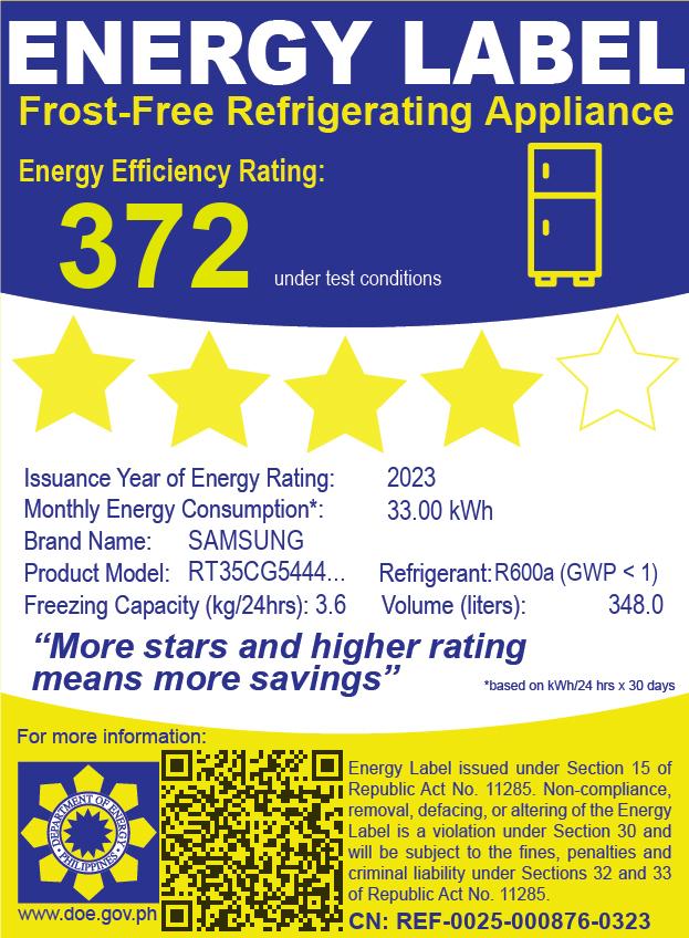 RT35CG5444B1TC 12.3CUFT SAMSUNG TMF INV REF