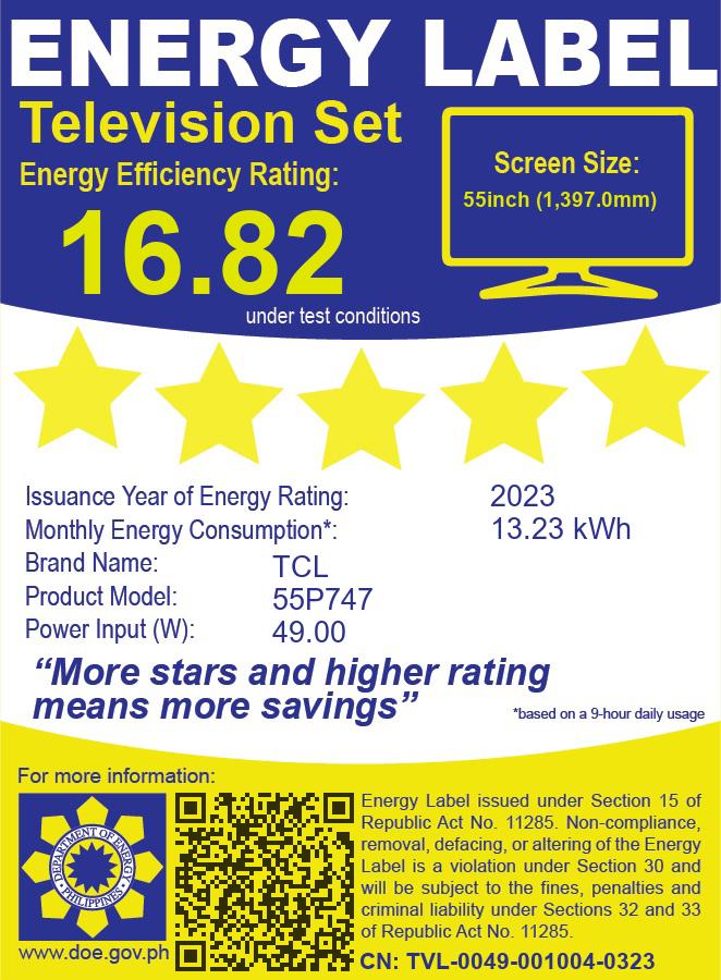 LED-55P747 TCL 55" GOOGLE 4K LED TV