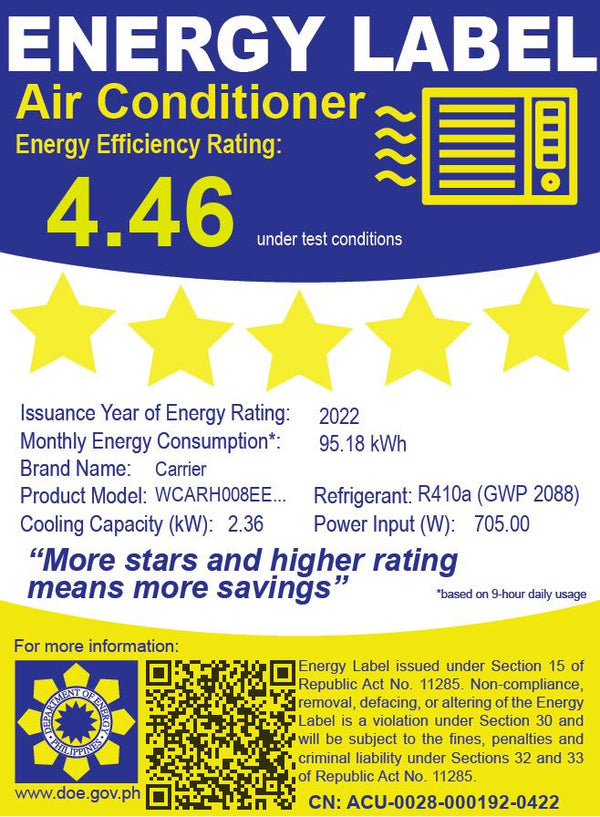 WCARH008EEVC2 CARRIER INV COMPACT WIND AC