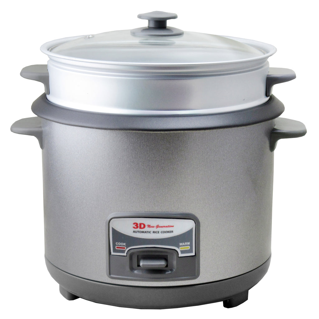 Saachi RC280 16 Cup Automatic Rice Cooker (Uncooked) with Keep Warm,  Stainless Steel and Non-Stick Pot, Silver