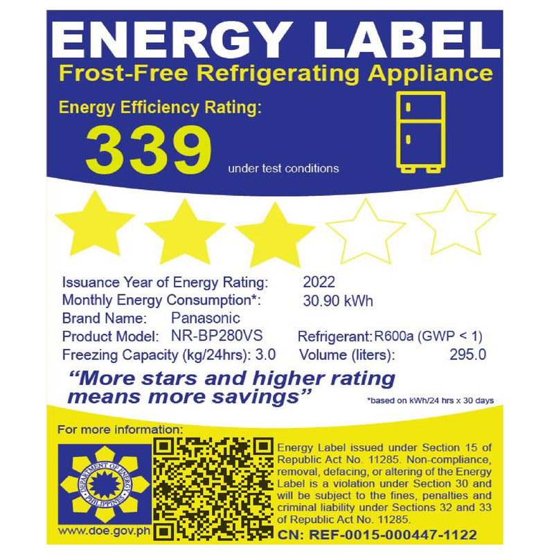 NR-BP280VS 10CUFT PANASONIC REF