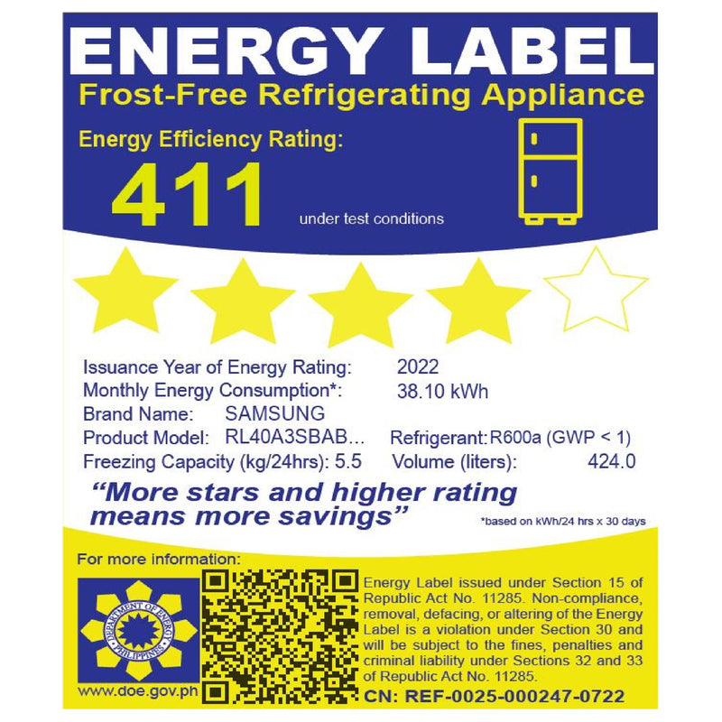 RL40A3SBAB1/TC SAMSUNG 15.0CUFT REF