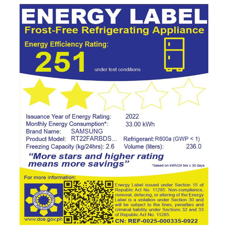 RT22FARBDS9/TC 8.4CUFT SAMSUNG NF INV REF