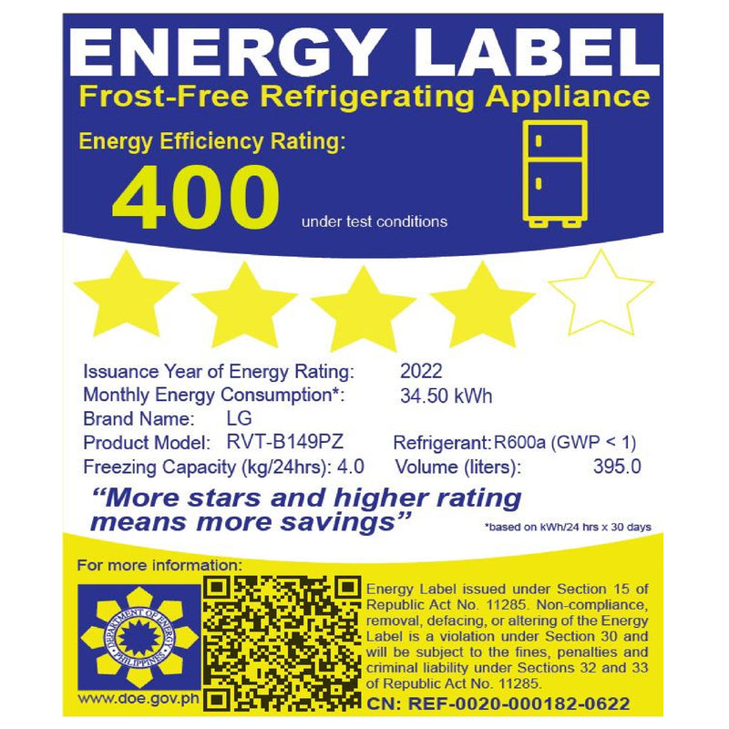 RVT-B149PZ 14.9CUFT LG INVERTER REF