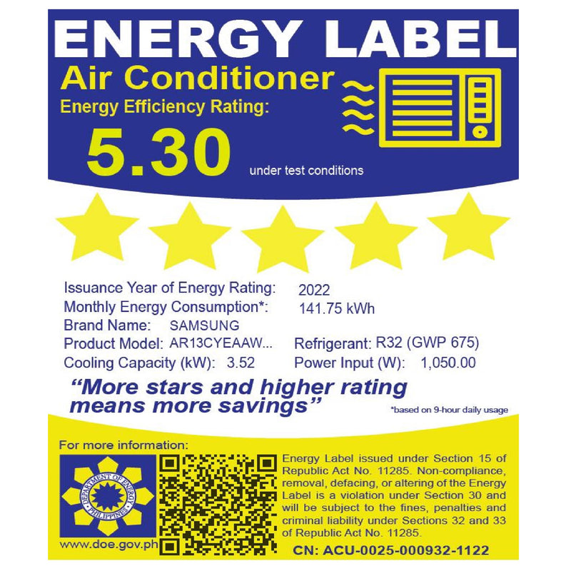 AR13CYEAAWKN+XTC SAMSUNG 1.5HP INV SPLIT AIRCON
