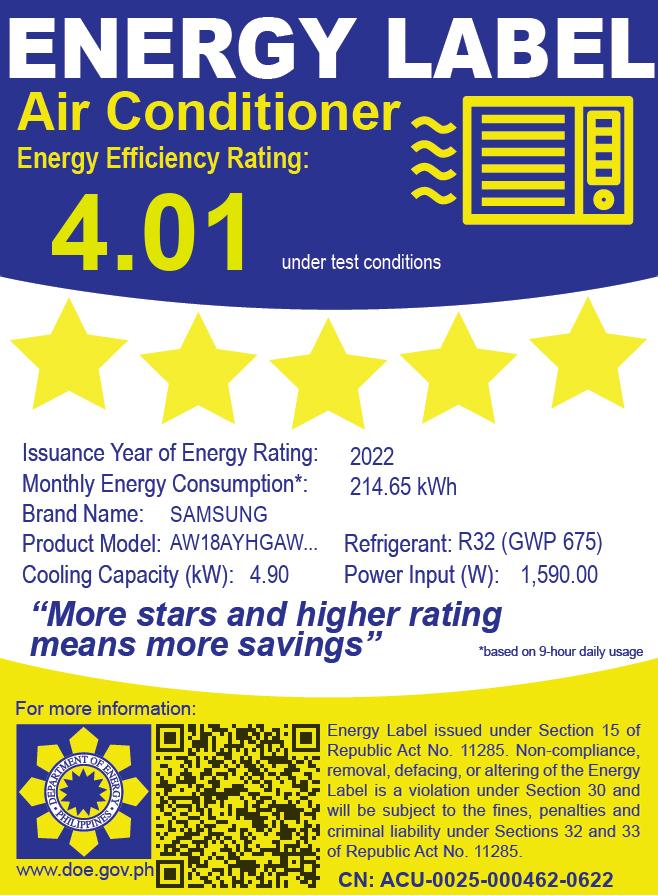 AW18AYHGAWKNTC SAMSUNG 2HP INV WINDOW AIRCON