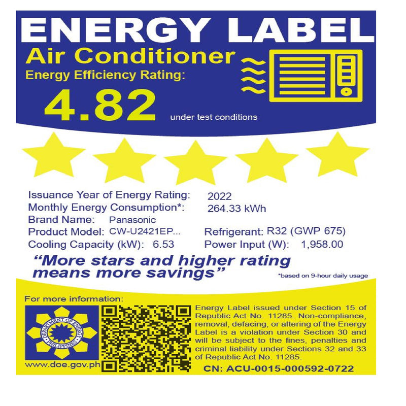 CW-U2421EPH PANASONIC 2.5HP INV WND STD AC