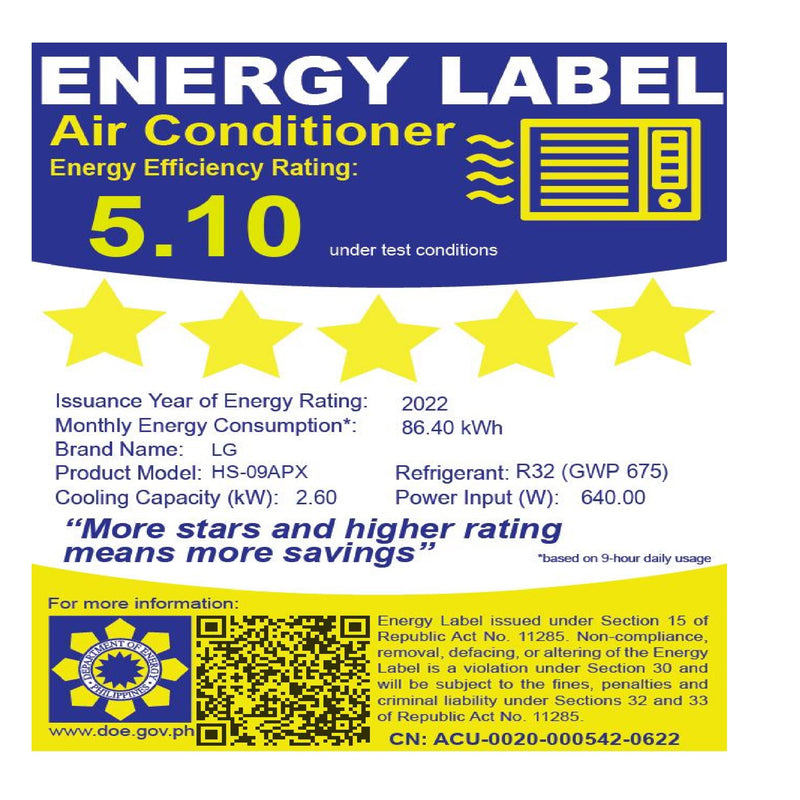 HS09APX LG 1HP INVERTER SPLIT AIRCON