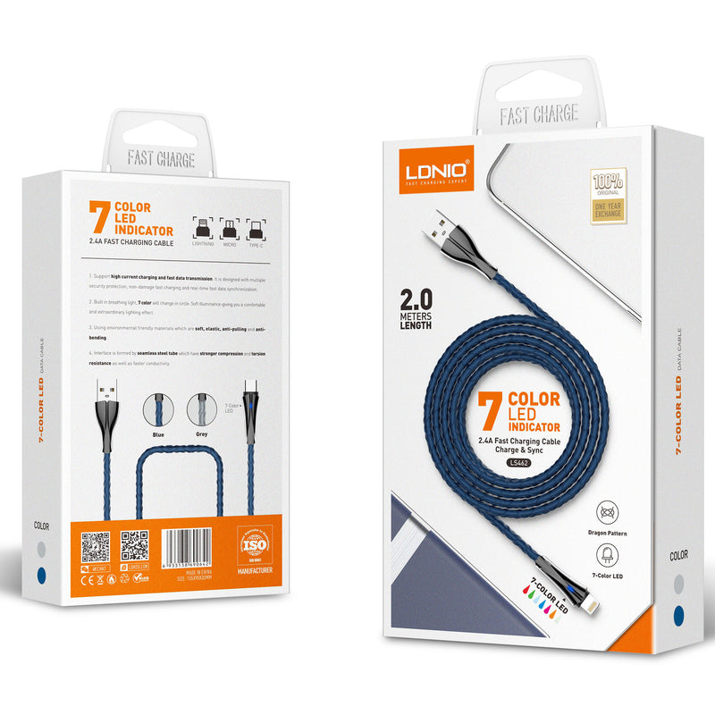 LDNIO -LS 462 TYPE C CABLE 2 MTR BLUE