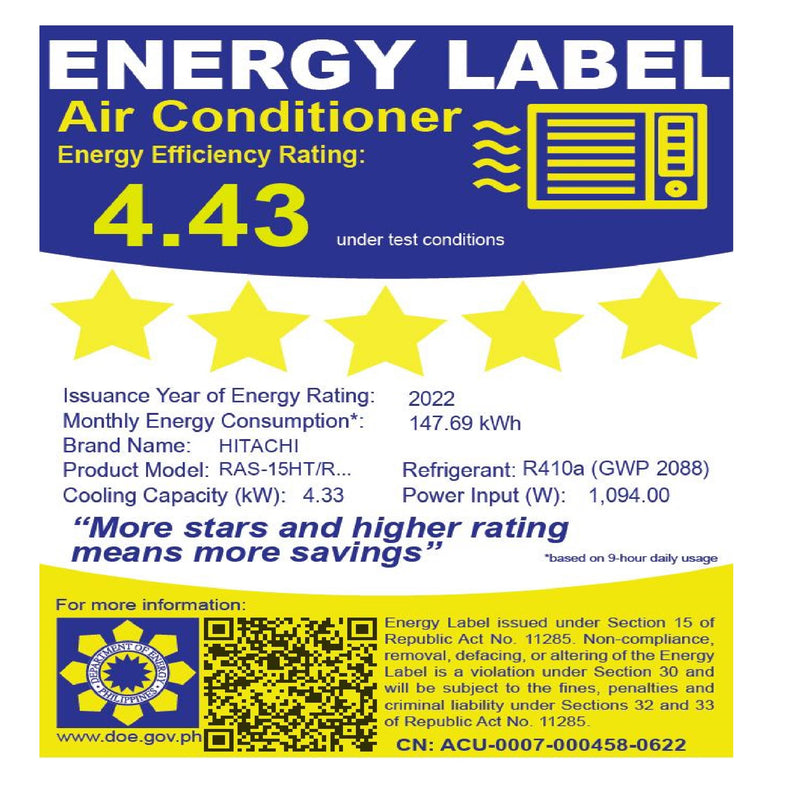 RAS+RAC 15HT/HTP FW HITACHI 1.5HP INV SPLIT AC